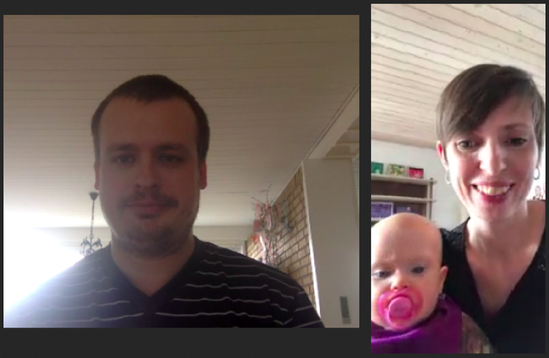 Christoffer, Lotte and Ellie, captured in midthought during our Skype interview