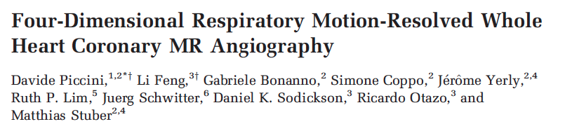 Four-Dimensional Respiratory Motion-Resolved Whole Heart Coronary MR Angiography